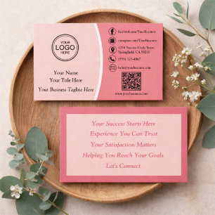 Aangepaste moderne roze professionele QR-code mini Visitekaartje
