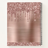Aangepaste, moderne roze roze gouden glitterschijv notitieboek (Achterkant)