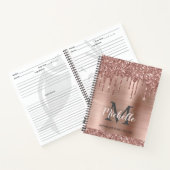 Aangepaste, moderne roze roze gouden glitterschijv notitieboek (Binnen)
