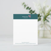Aangepaste moderne roze teal bloem bedrijf briefpa (Staand voorkant)
