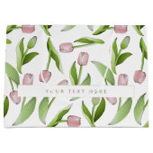 Aangepaste moderne roze tulp groot cadeauzakje (Voorkant)