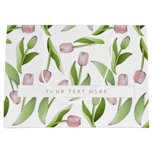 Aangepaste moderne roze tulp groot cadeauzakje (Voorkant)