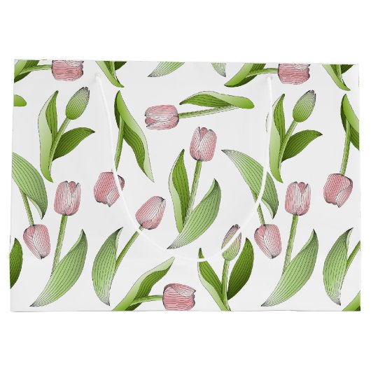 Aangepaste moderne roze tulp groot cadeauzakje (Achterkant)