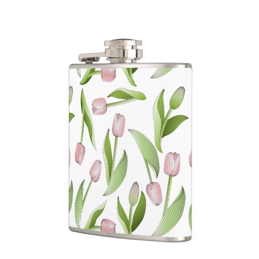 Aangepaste moderne roze tulp heupfles (Links)