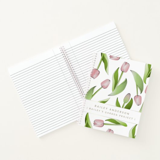 Aangepaste moderne roze tulp notitieboek (Binnen)