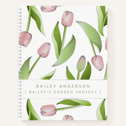 Aangepaste moderne roze tulp notitieboek (Voorkant)