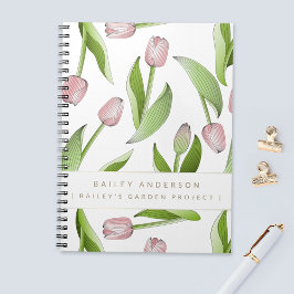 Aangepaste moderne roze tulp notitieboek