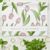 Aangepaste moderne roze tulp theedoek (Gevouwen)