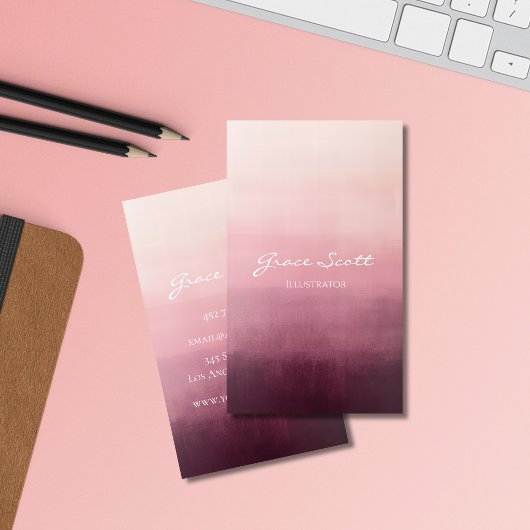 Aangepaste moderne roze waterverf visitekaartjes