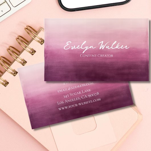Aangepaste moderne roze waterverf visitekaartjes