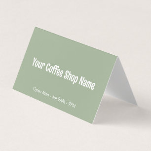 Aangepaste moderne saliegroene koffiecafetemplate visitekaartje