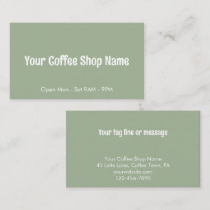 Aangepaste moderne saliegroene koffiezaak sjabloon visitekaartje