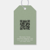 Aangepaste moderne saliegroene logo & QR-code prij Cadeaulabel (Achterkant)