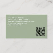 Aangepaste moderne saliegroene QR-code fototemplat Visitekaartje (Achterkant)