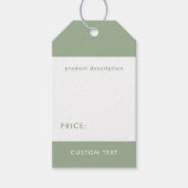 Aangepaste moderne saliegroene QR-code-prijskaart Cadeaulabel (Voorkant)