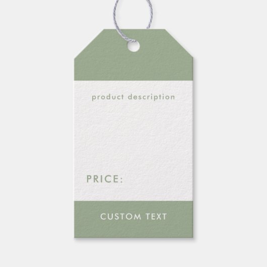Aangepaste moderne saliegroene QR-code-prijskaart Cadeaulabel (Voorkant)