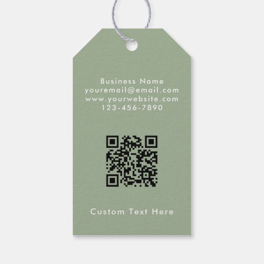 Aangepaste moderne saliegroene QR-code-prijskaart Cadeaulabel (Achterkant)