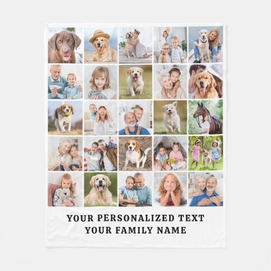 Aangepaste Moderne Schattigee Familie 25 Afbeeldin Fleece Deken (Voorkant)