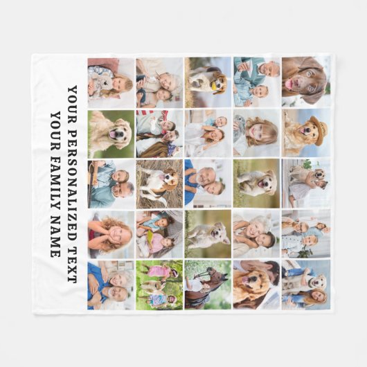 Aangepaste Moderne Schattigee Familie 25 Afbeeldin Fleece Deken (Voorkant (Horizontaal))