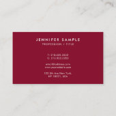 Aangepaste moderne Sjabloon Elegant Rich Maroon Re Visitekaartje (Achterkant)