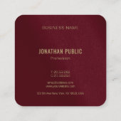 Aangepaste Moderne Sjabloon Gouden Kleur Monogram  Vierkante Visitekaartje (Achterkant)