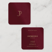 Aangepaste Moderne Sjabloon Gouden Kleur Monogram  Vierkante Visitekaartje (Voorkant / Achterkant)