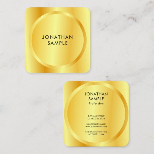 Aangepaste, moderne Sjabloon met metalen gouden lo Vierkante Visitekaartje (Voorkant / Achterkant)