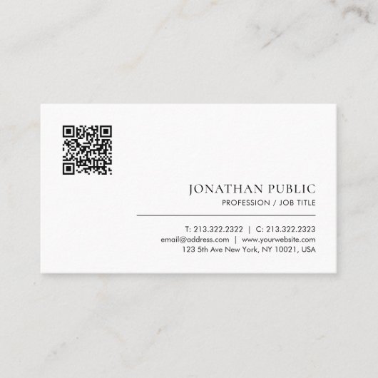 Aangepaste Moderne Sjabloon Professioneel Elegant Visitekaartje (Voorkant)