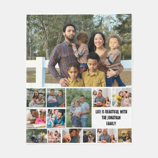 Aangepaste moderne Sjabloon voor fotocollage 14 Fleece Deken (Voorkant)