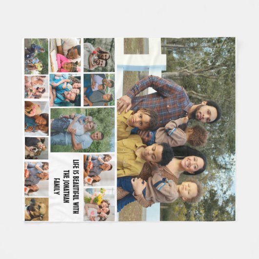 Aangepaste moderne Sjabloon voor fotocollage 14 Fleece Deken (Voorkant (Horizontaal))