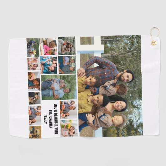 Aangepaste moderne Sjabloon voor fotocollage 14 Golfhanddoek (Horizontaal)