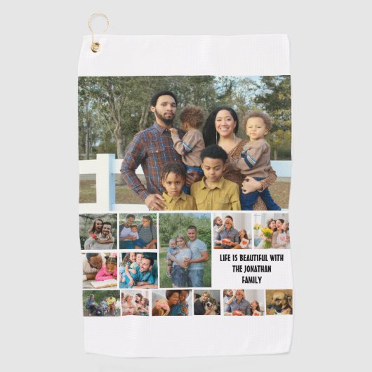 Aangepaste moderne Sjabloon voor fotocollage 14 Golfhanddoek (Voorkant)