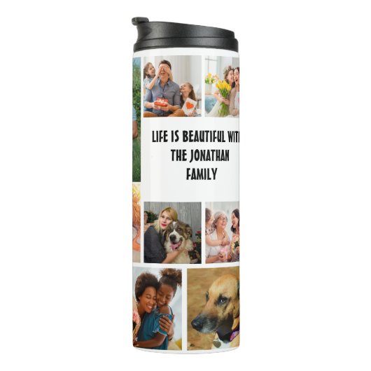 Aangepaste moderne Sjabloon voor fotocollage 14 Thermosbeker (Geroteerd rechts)