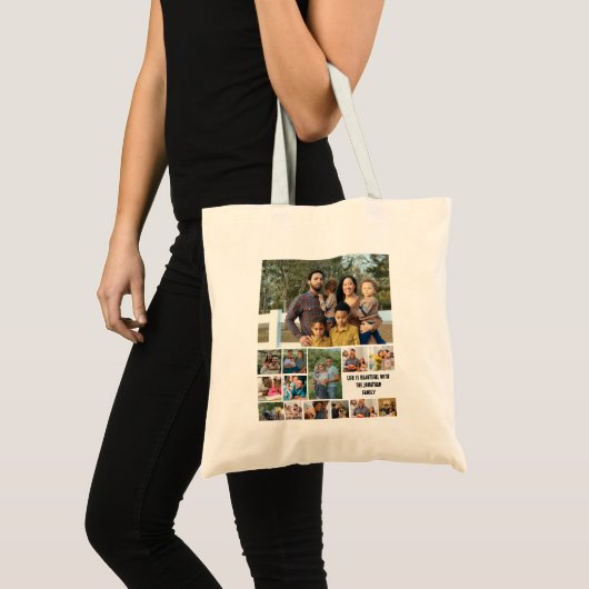 Aangepaste moderne Sjabloon voor fotocollage 14 Tote Bag (Voorkant (product))