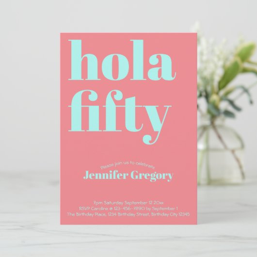 Aangepaste Moderne Spaanse Hola Vijftig 50ste verj Kaart (Staand voorkant)