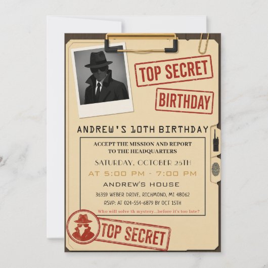 Aangepaste moderne spionnen verjaardagsfeestje kaart (Voorkant)