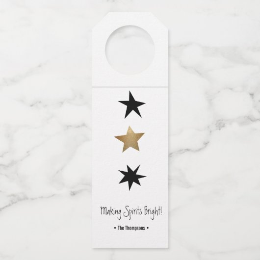 Aangepaste moderne sterren Modern Kerstmis Flessenhanger (Voorkant)