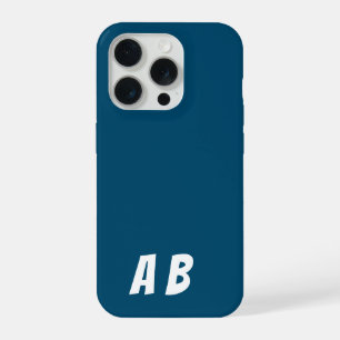 Aangepaste Moderne Stijlvolle Naam Minimale Blauwe iPhone 15 Pro Case