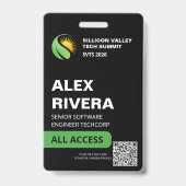 Aangepaste moderne tech conferentie QR-code evenem Badge (Voorzijde)