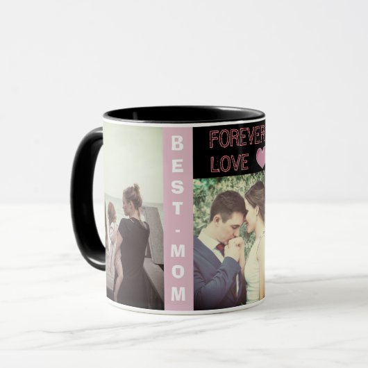 Aangepaste moderne trendtekst en foto mok (Voorkant links)