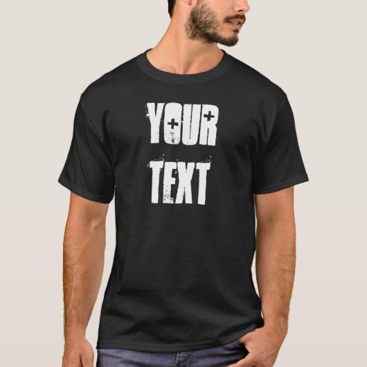 Aangepaste moderne trendy gedistroyeerde tekst ele t-shirt (Voorkant)