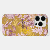 Aangepaste moderne tropische blad geel grijs Case-Mate iPhone case (Achterkant (horizontaal))