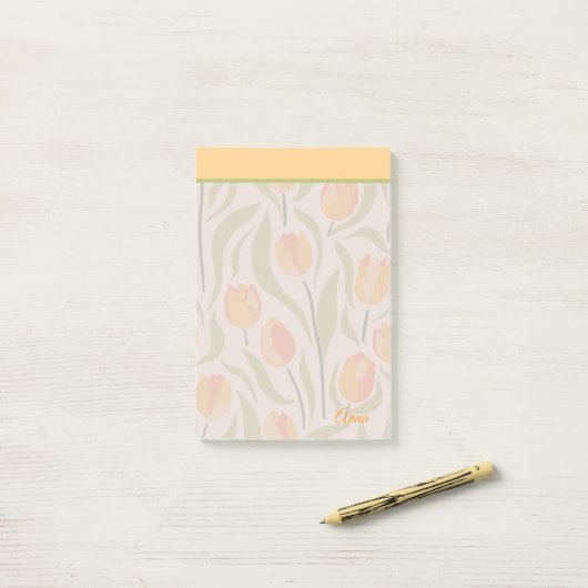 Aangepaste Moderne tulpentuin Geel Groen Post-it® Notes (Op bureau)
