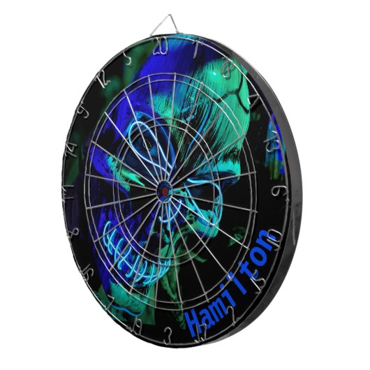 Aangepaste moderne turquoise Blauwgroen en blauwe  Dartbord (Voorkant Rechts)