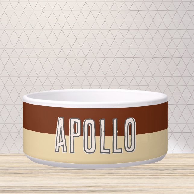 Aangepaste moderne tweekleurige huisdierennaam voerbakje (Customize this fun, modern dog bowl with your pet's name! )