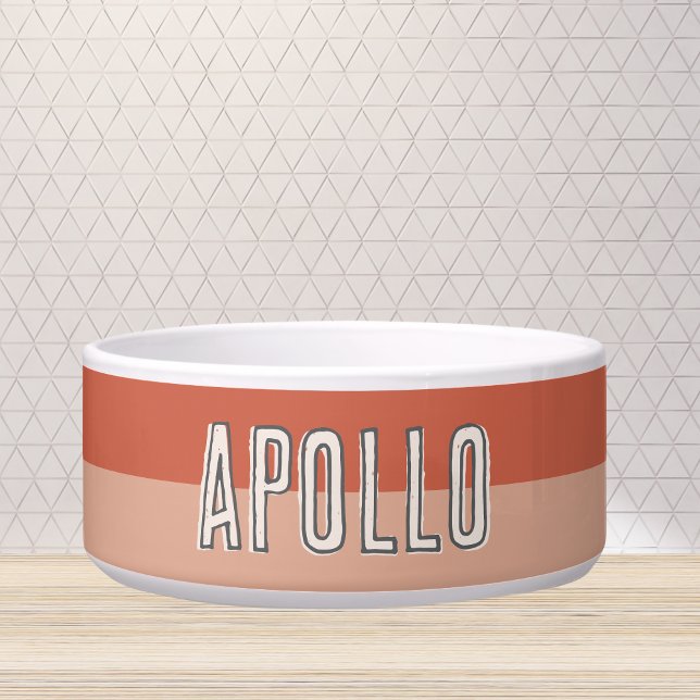 Aangepaste moderne tweekleurige huisdierennaam voerbakje (Customize this fun, modern dog bowl with your pet's name! )