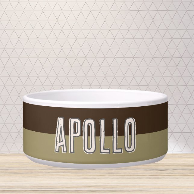 Aangepaste moderne tweekleurige huisdierennaam voerbakje (Customize this fun, modern dog bowl with your pet's name! )
