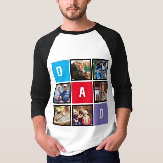 Aangepaste moderne typografie Vader fotocollage T-shirt (Voorkant)