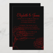 Aangepaste moderne uitnodigingen voor zwart en roo (Voorkant / Achterkant)