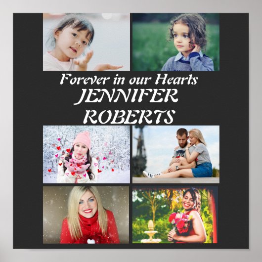 Aangepaste moderne uitvaart 6 foto collage poster (Voorkant)